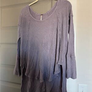 Free People Purple Relaxed Ribbed Blouse